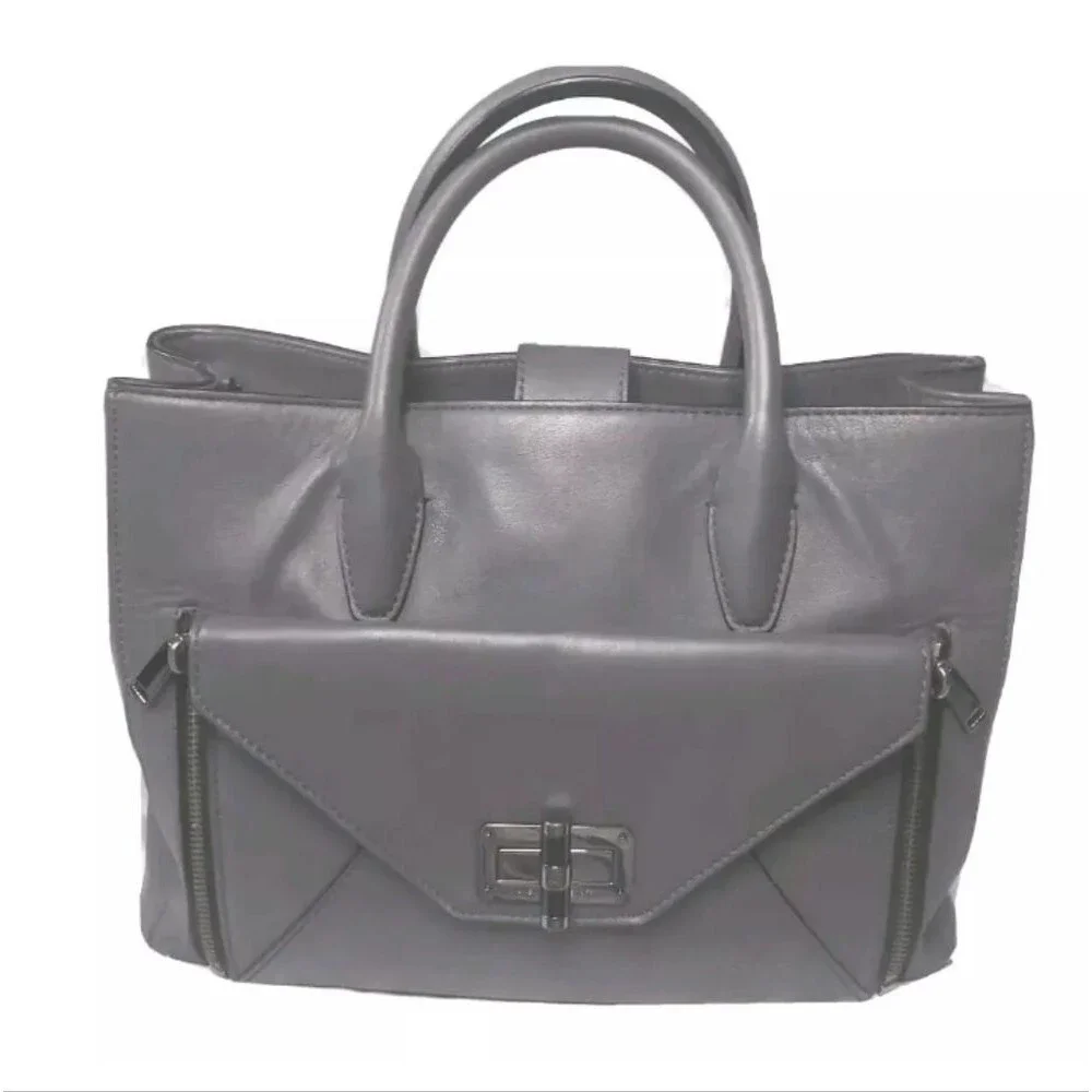 Diane Von Furstenberg Secret Agent Tote Gray Handbag Medium Size Retail $498